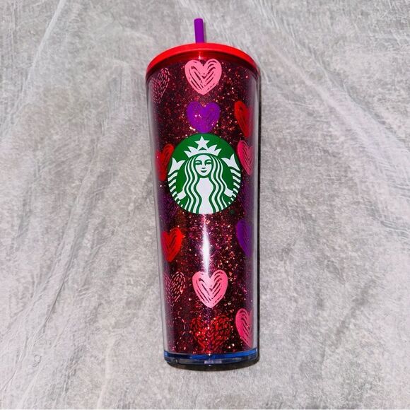 NWT Starbucks Red Glitter Hearts Valentine Venti EXCLUSIVE - Picture 2 of 5